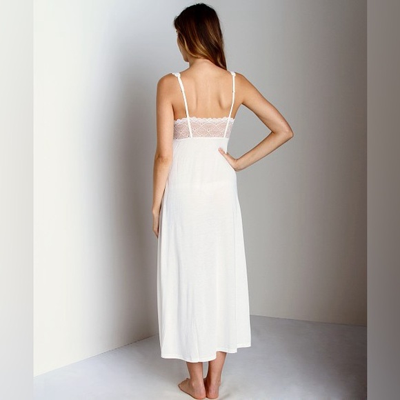 Only Hearts by Helena Stuart Long Chemise Modal Lace Trim White Nightgown - Picture 4 of 11